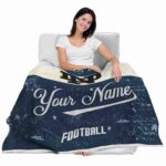 customized notre dame fighting irish grunge texture navy white blanket best selling