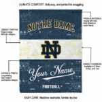 customized notre dame fighting irish grunge texture navy white blanket best selling