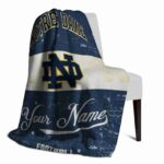 customized notre dame fighting irish grunge texture navy white blanket best selling