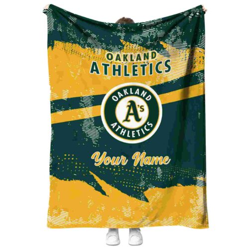 customized oakland athletics grunge streaks green blanket best selling