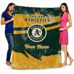 customized oakland athletics grunge streaks green blanket fashion forward