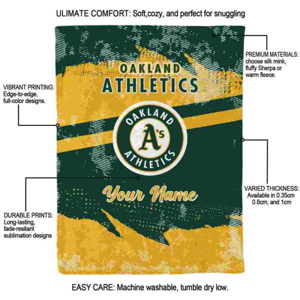 customized oakland athletics grunge streaks green blanket new arrival