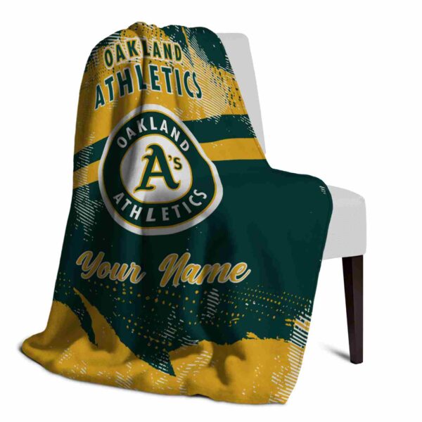 customized oakland athletics grunge streaks green blanket top rated
