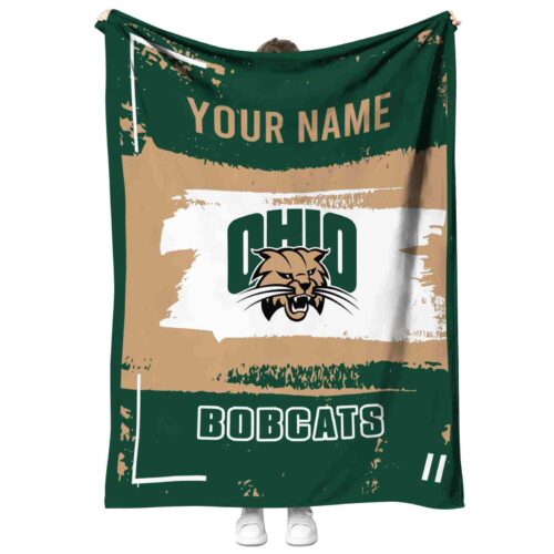 customized ohio bobcats paint strokes green white blanket best selling