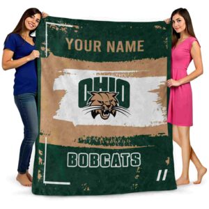 customized ohio bobcats paint strokes green white blanket fashion forward