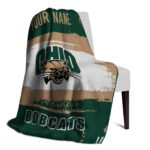 customized ohio bobcats paint strokes green white blanket best selling