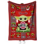 customized ohio state buckeyes baby yoda scarlet blanket best selling