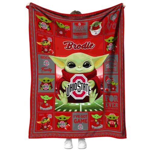 customized ohio state buckeyes baby yoda scarlet blanket best selling