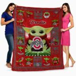 customized ohio state buckeyes baby yoda scarlet blanket best selling