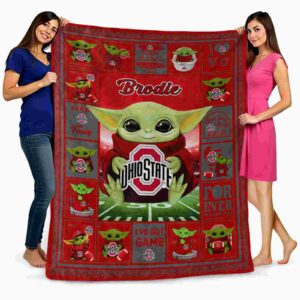 customized ohio state buckeyes baby yoda scarlet blanket fashion forward