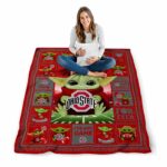 customized ohio state buckeyes baby yoda scarlet blanket best selling