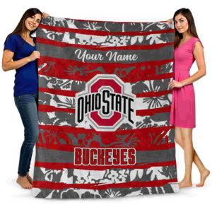 customized ohio state buckeyes floral stripes scarlet white blanket fashion forward