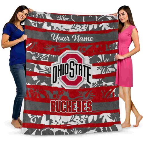 customized ohio state buckeyes floral stripes scarlet white blanket fashion forward