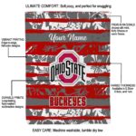 customized ohio state buckeyes floral stripes scarlet white blanket best selling