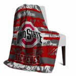 customized ohio state buckeyes floral stripes scarlet white blanket best selling