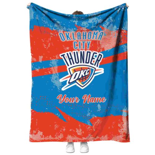 customized oklahoma city thunder grunge streaks blue blanket best selling