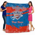 customized oklahoma city thunder grunge streaks blue blanket best selling