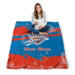 customized oklahoma city thunder grunge streaks blue blanket best selling