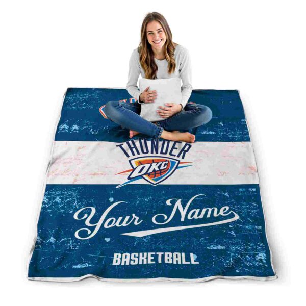 customized oklahoma city thunder grunge texture blue white blanket high quality