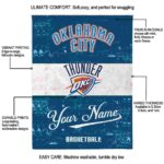 customized oklahoma city thunder grunge texture blue white blanket new arrival
