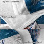 customized oklahoma city thunder grunge texture blue white blanket premium grade