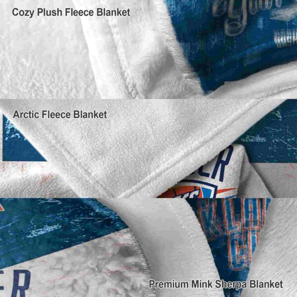 customized oklahoma city thunder grunge texture blue white blanket premium grade
