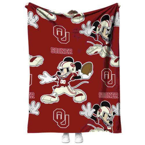 customized oklahoma sooners mickey crimson blanket best selling