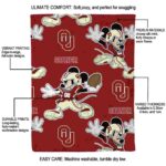 customized oklahoma sooners mickey crimson blanket best selling