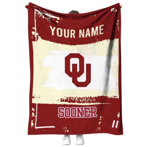 customized oklahoma sooners paint strokes crimson white blanket best selling