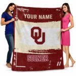 customized oklahoma sooners paint strokes crimson white blanket best selling