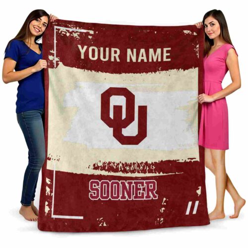 customized oklahoma sooners paint strokes crimson white blanket fashion forward