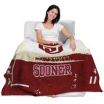 customized oklahoma sooners paint strokes crimson white blanket best selling