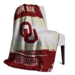 customized oklahoma sooners paint strokes crimson white blanket best selling