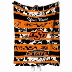 customized oklahoma state cowboys floral stripes orange white blanket best selling