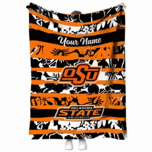 customized oklahoma state cowboys floral stripes orange white blanket best selling