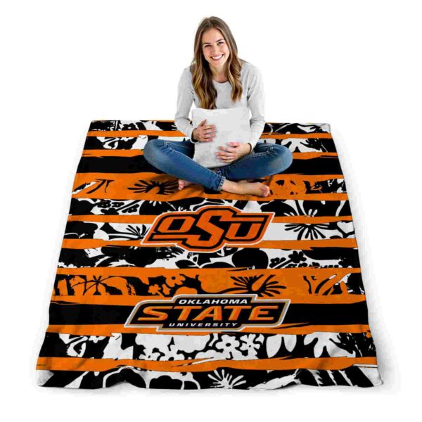 customized oklahoma state cowboys floral stripes orange white blanket high quality