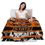 customized oklahoma state cowboys floral stripes orange white blanket latest model