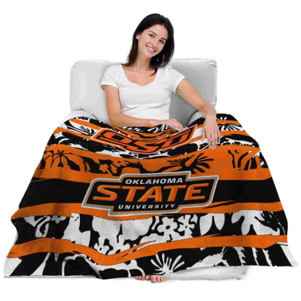 customized oklahoma state cowboys floral stripes orange white blanket latest model