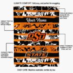 customized oklahoma state cowboys floral stripes orange white blanket new arrival