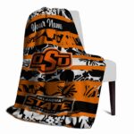 customized oklahoma state cowboys floral stripes orange white blanket top rated