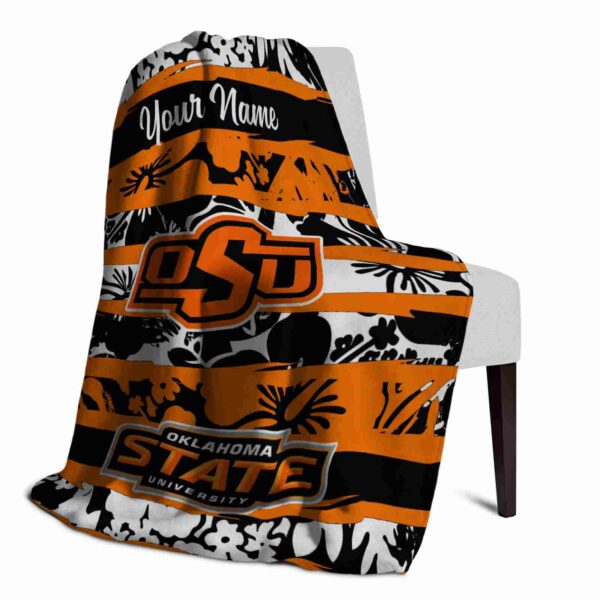 customized oklahoma state cowboys floral stripes orange white blanket top rated