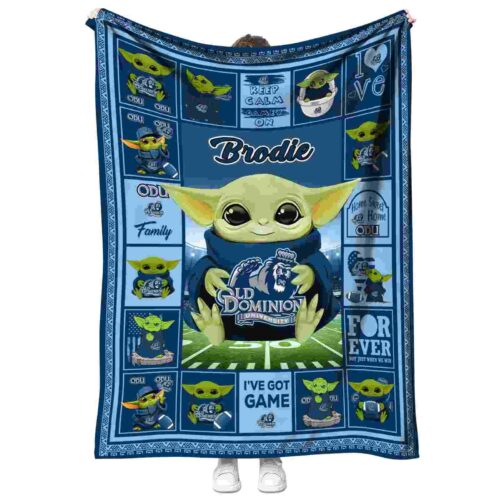 customized old dominion monarchs baby yoda blue blanket best selling