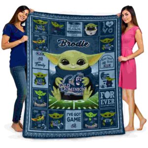 customized old dominion monarchs baby yoda blue blanket fashion forward
