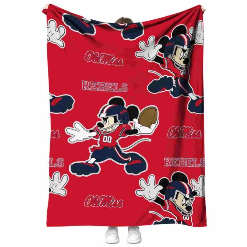 customized ole miss rebels mickey red blanket best selling