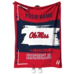 customized ole miss rebels paint strokes red white blanket best selling