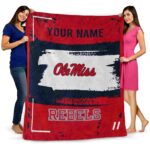 customized ole miss rebels paint strokes red white blanket best selling