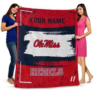 customized ole miss rebels paint strokes red white blanket fashion forward