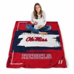 customized ole miss rebels paint strokes red white blanket best selling