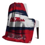 customized ole miss rebels paint strokes red white blanket best selling