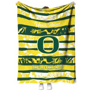 customized oregon ducks floral stripes green white blanket best selling